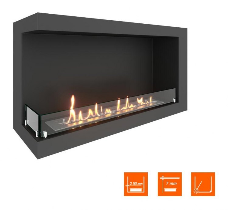 Биокамин угловой SteelHeat ONE 1000 левый (Стекло)