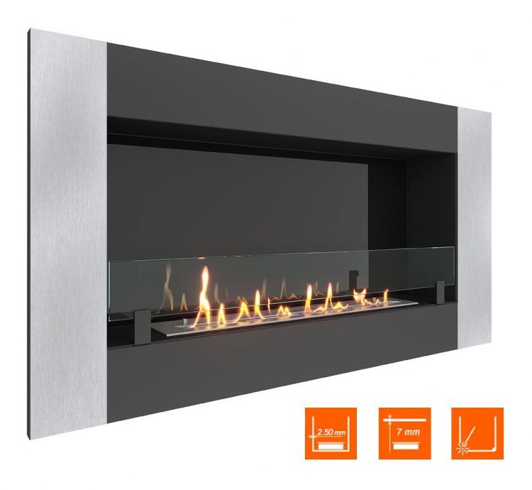 Биокамин в нишу SteelHeat GRAND-V 1200 (Стекло + Стемалит)