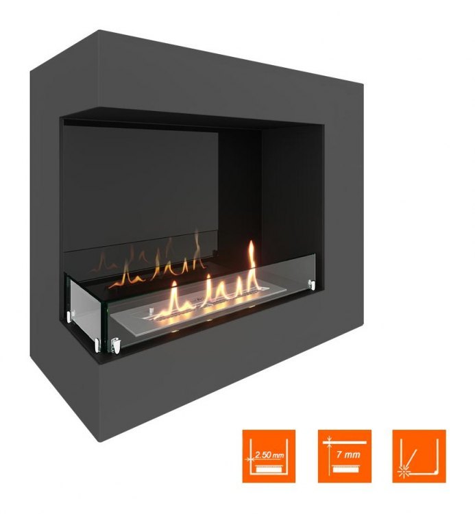 Биокамин угловой SteelHeat GRAND 700 левый (Стекло + Стемалит)