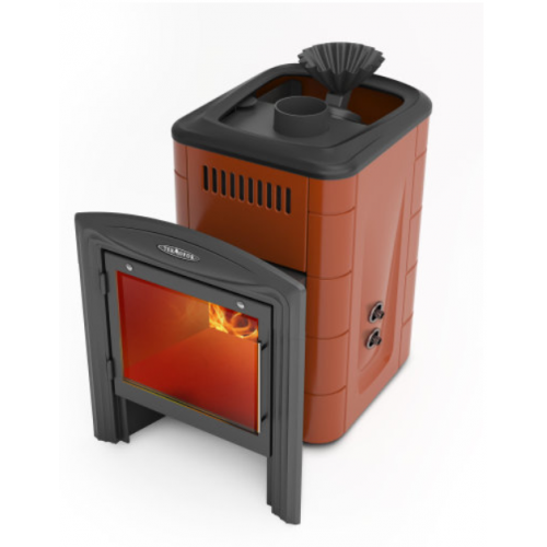 Дровяная печь для бани TMF Гейзер Мини 2016 Carbon Витра ЗК ТО терракота