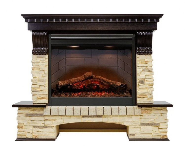 Каминокомплект Pierre Luxe - Темный дуб / Сланец (Высота 1040 мм) с очагом Symphony 26'' DF2608-INT