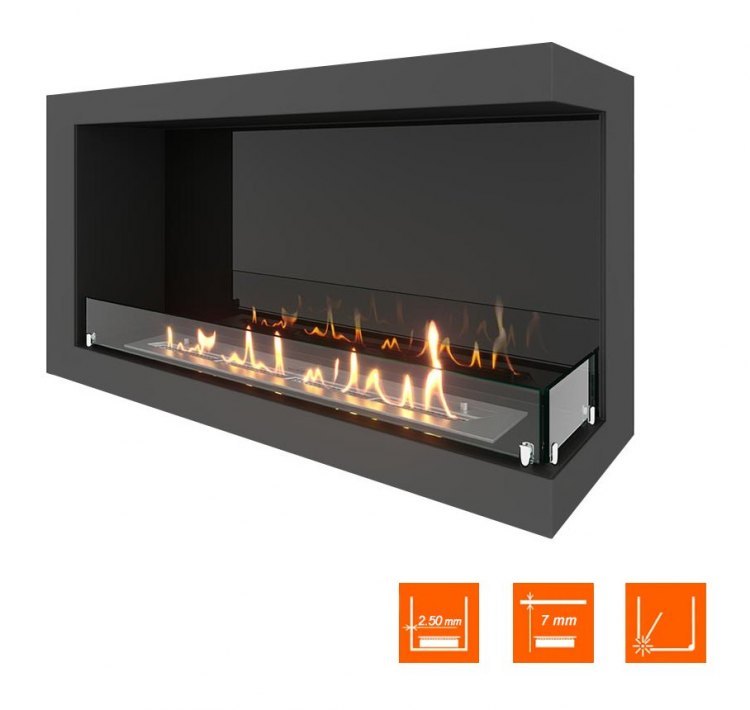 Биокамин угловой SteelHeat ONE 1000 правый (Стекло + Стемалит)