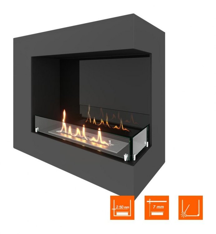 Биокамин угловой SteelHeat GRAND 700 правый (Стекло + Стемалит)