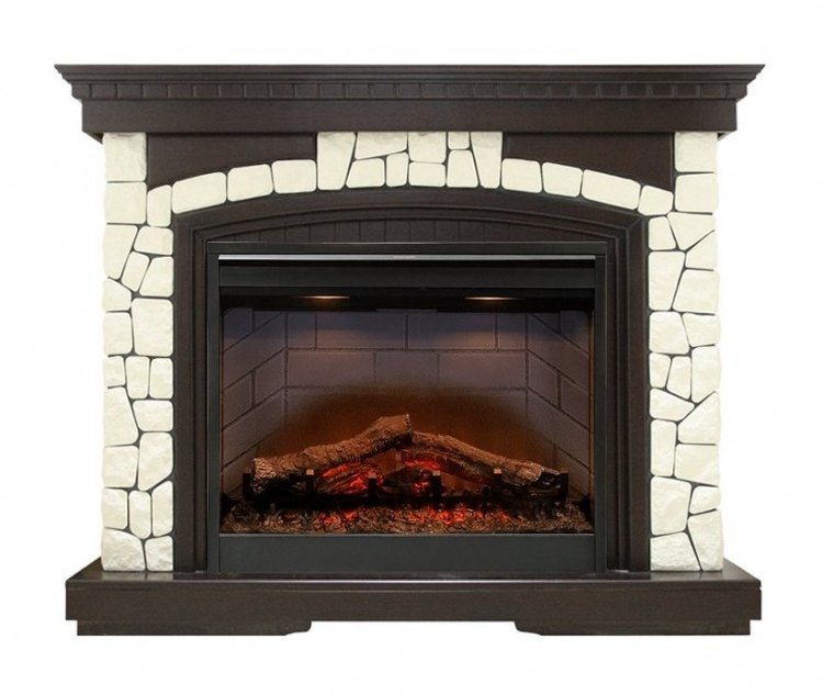 Каминокомплект Glasgow - Темный дуб / Белый (Высота 1100мм) с очагом Symphony 26'' DF2608-INT