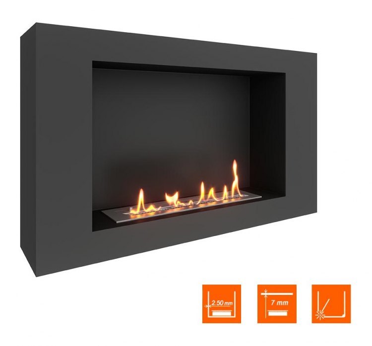 Биокамин SteelHeat WALL LONG 900 черный (Стандарт)