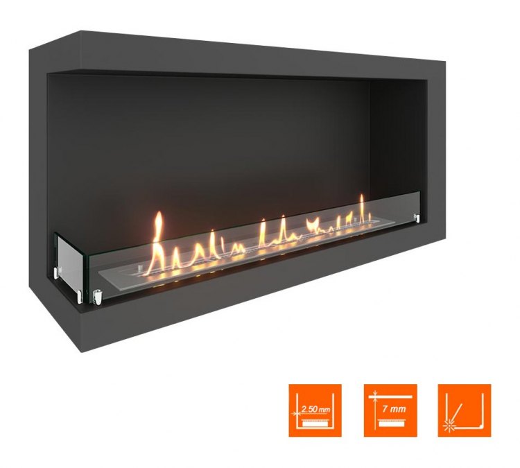 Биокамин угловой SteelHeat ONE 1100 левый (Стекло)