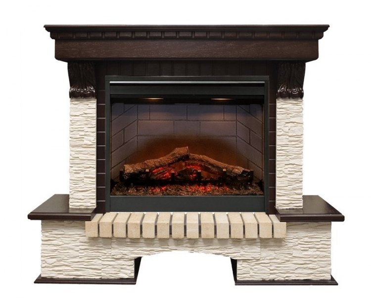 Каминокомплект Pierre Luxe - Темный дуб / Сланец мелкий с очагом Symphony 26'' DF2608-INT