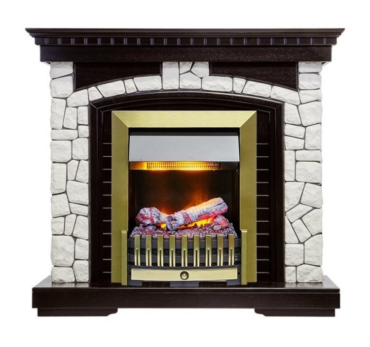 Каминокомплект Glasgow - Венге / Белый с очагом Danville Antique Brass FB2