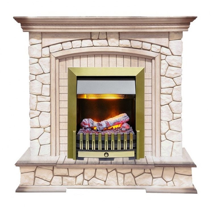 Каминокомплект Preston - Белый/Слоновая кость с патиной с очагом Danville Antique Brass FB2