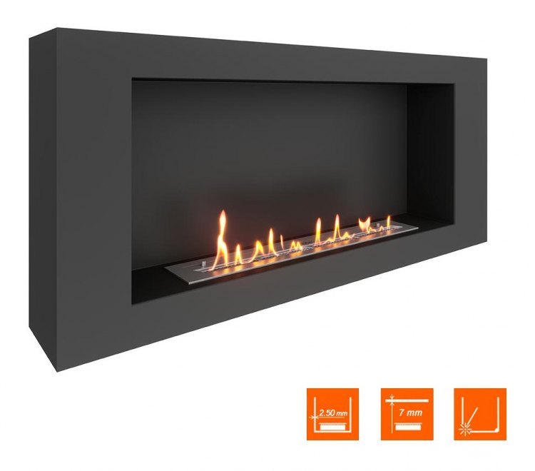 Биокамин SteelHeat WALL LONG 1200 черный (Стандарт)