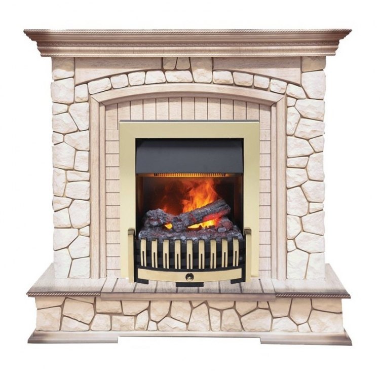 Каминокомплект Preston - Белый/Слоновая кость с патиной с очагом Danville Brass FB2