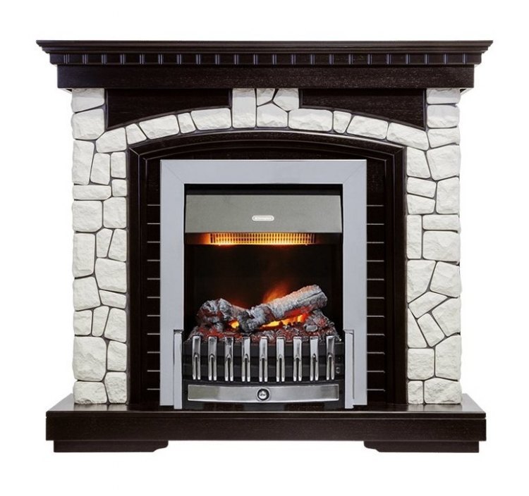 Каминокомплект Glasgow - Венге / Белый с очагом Danville Chrome FB2