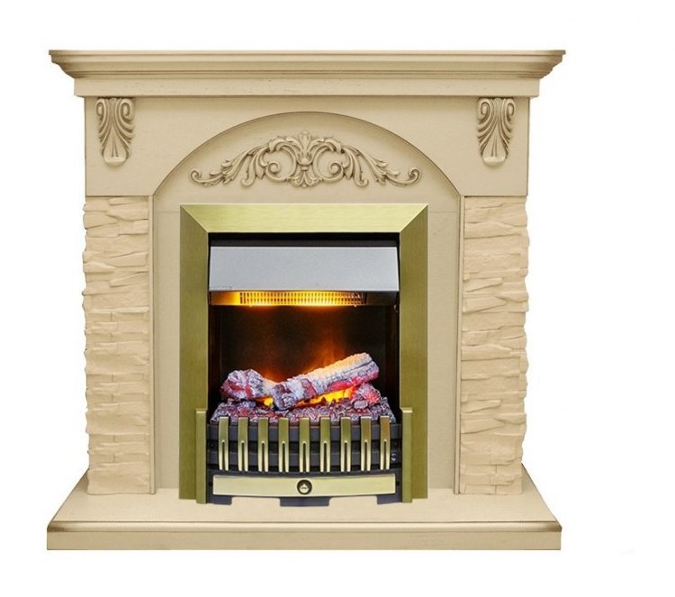 Каминокомплект Bern Сланец крупный бежевый / Алебастр темная патина с очагом Danville Antique Brass FB2