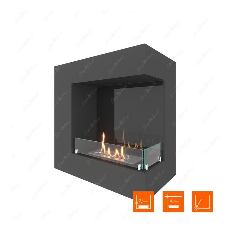 Биокамин угловой SteelHeat GRAND 600 правый (Стекло + Стемалит)