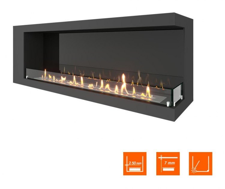 Биокамин угловой SteelHeat LONG 1400 правый (Стекло + Стемалит)