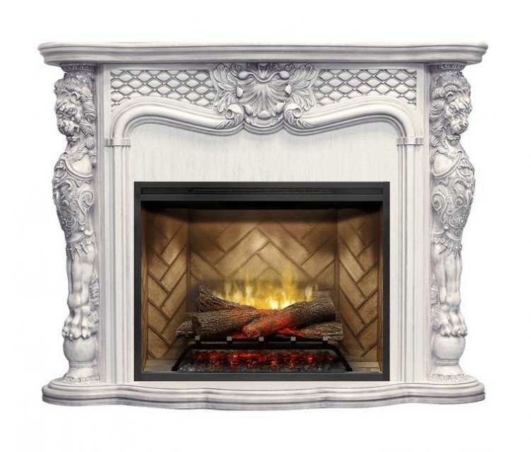 Каминокомплект Castle - Слоновая кость с темной патиной с очагом Revillusion RBF30