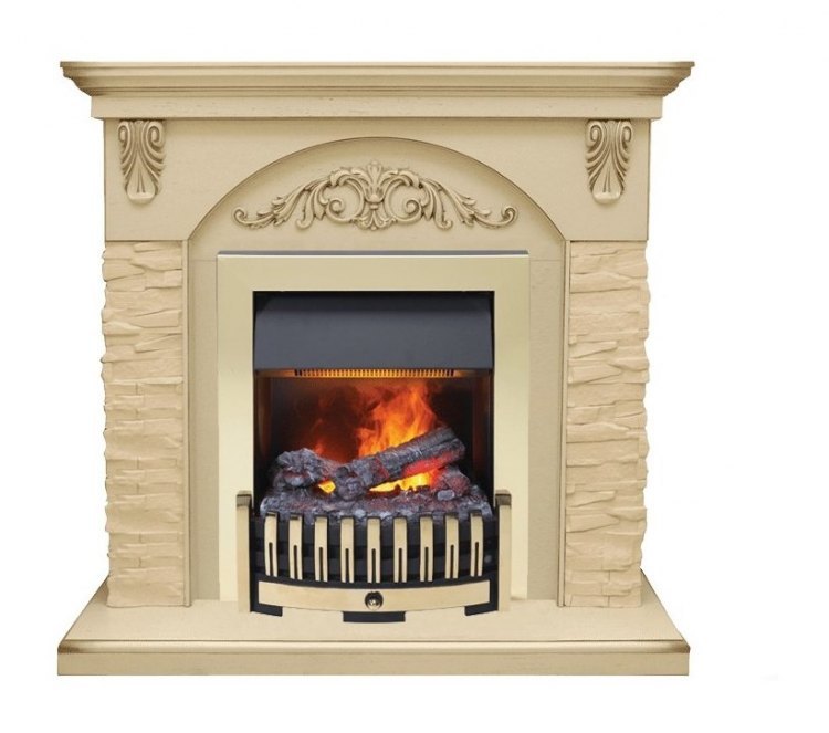 Каминокомплект Bern Сланец крупный бежевый / Алебастр темная патина с очагом Danville Brass FB2