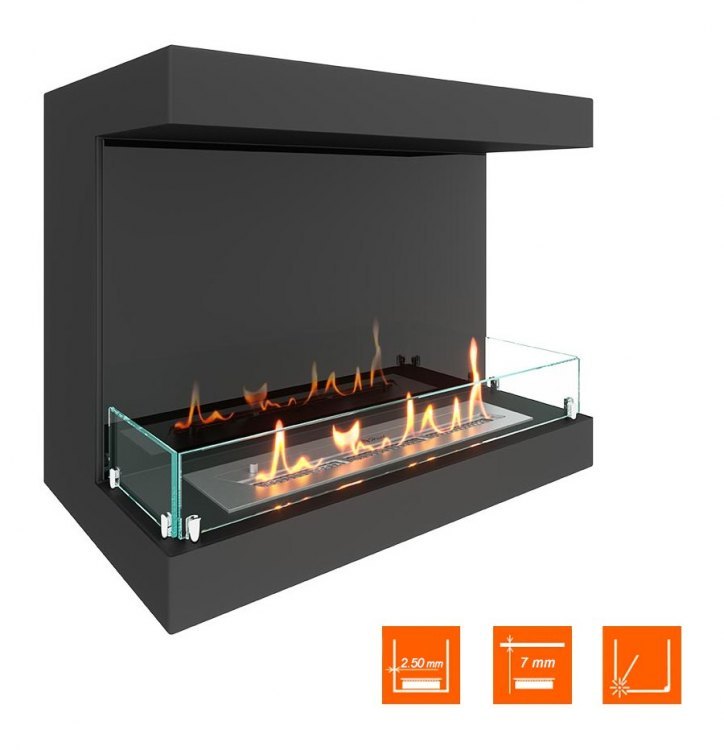 Биокамин фронтальный SteelHeat LONG 700 (Стекло + Стемалит)