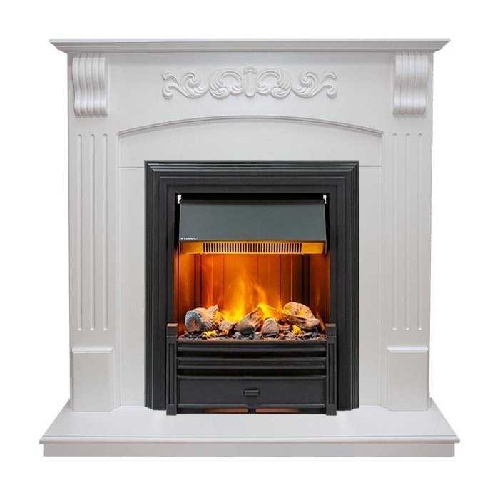 Каминокомплект Sorrento - Белый дуб с очагом Brookline Black