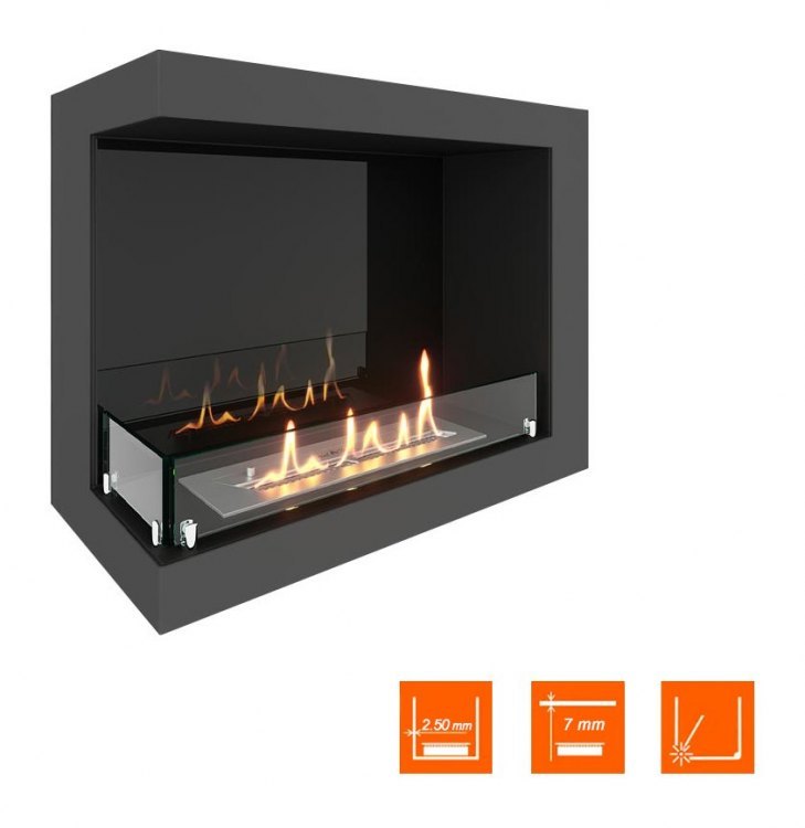 Биокамин угловой SteelHeat ONE 700 левый (Стекло + Стемалит)