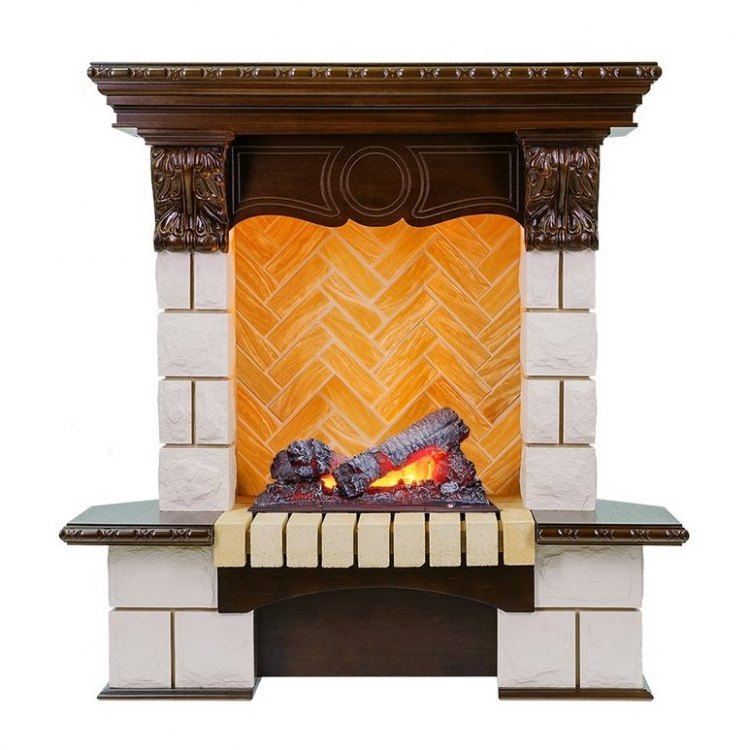 Каминокомплект Pierre Luxe - Темный дуб / Шампань (Высота 975мм) с очагом Cassette 400 NH