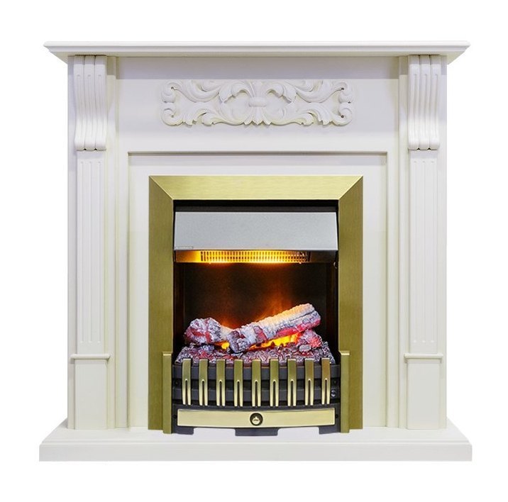 Каминокомплект Venice - Фактурный белый с очагом Danville Antique Brass FB2