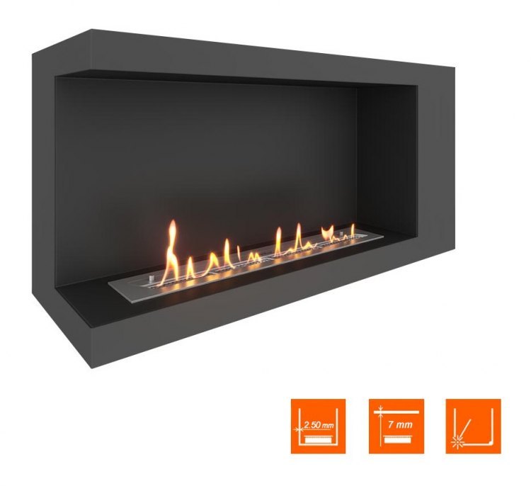 Биокамин угловой SteelHeat LONG 1000 левый (Стандарт)