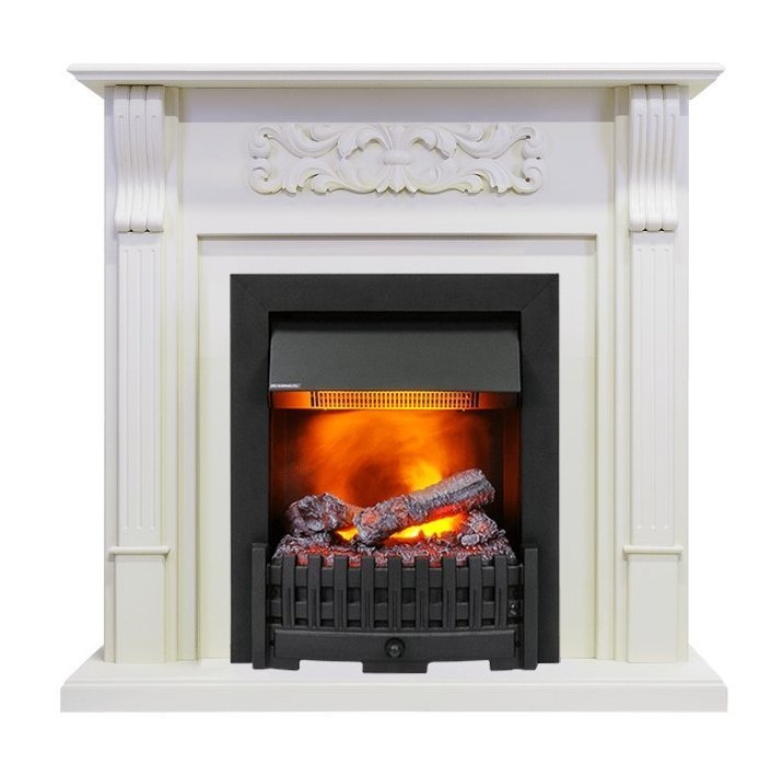 Каминокомплект Venice - Фактурный белый с очагом Danville Black FB2