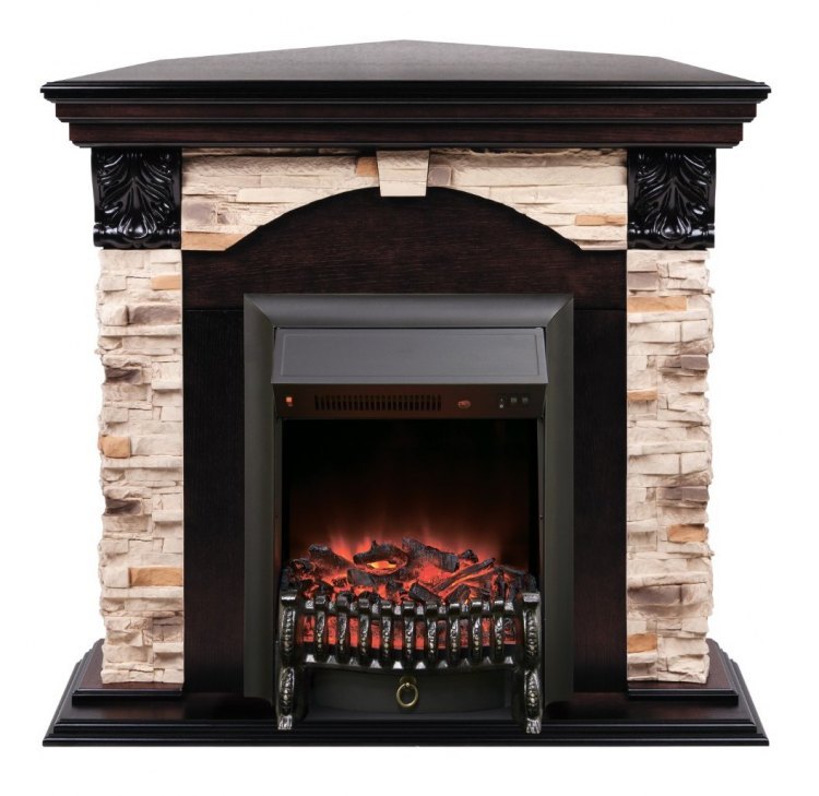 Электрокамин Dublin Rock Corner AO с  Fobos Lux BL