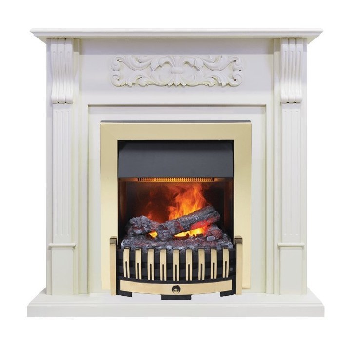 Каминокомплект Venice - Фактурный белый с очагом Danville Brass FB2