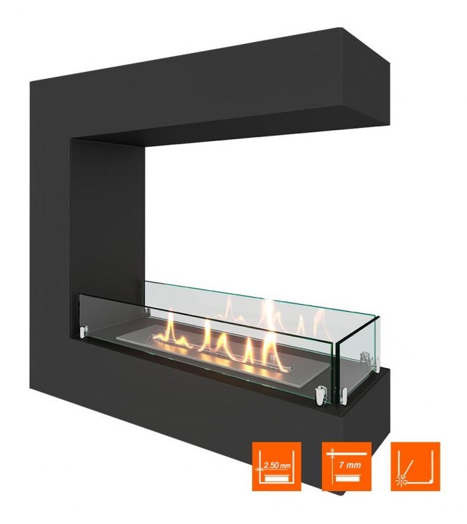 Биокамин торцевой SteelHeat GRAND 700 (Стекло)