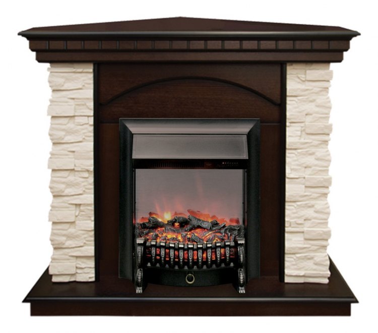 Электрокамин Elford Corner AO с очагом Fobos Lux BL S