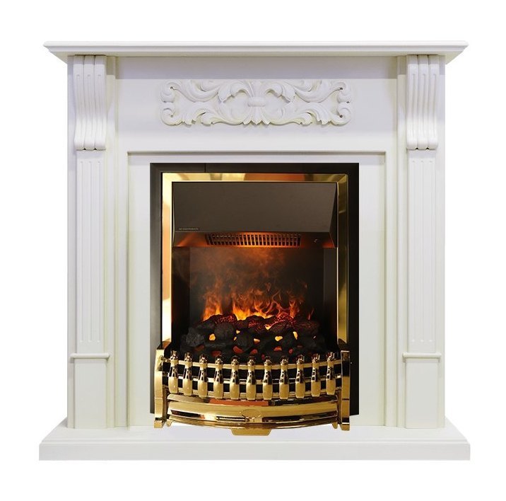 Каминокомплект Venice - Фактурный белый с очагом Atherton