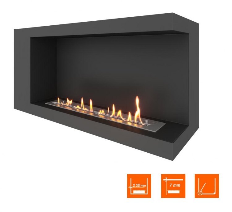 Биокамин угловой SteelHeat LONG 1000 правый (Стандарт)