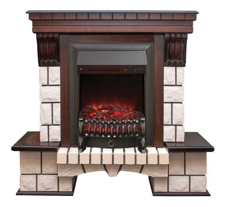 Электрокамин Stone AO с очагом Fobos Lux BL S