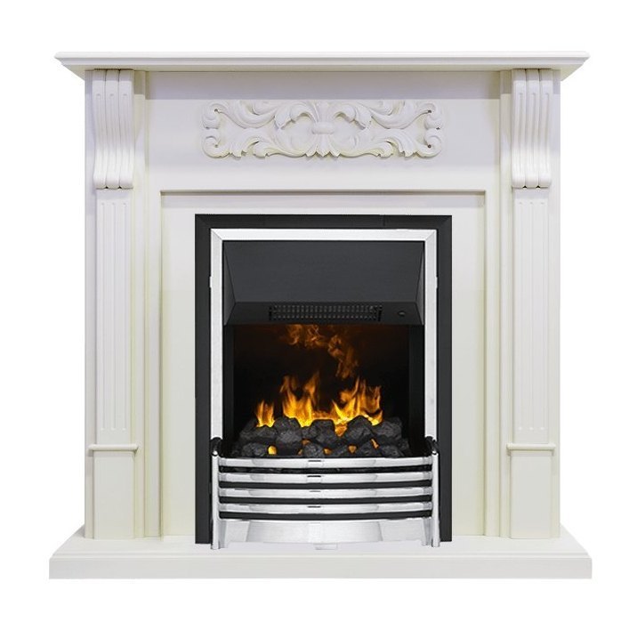 Каминокомплект Venice - Фактурный белый с очагом Flagstaff