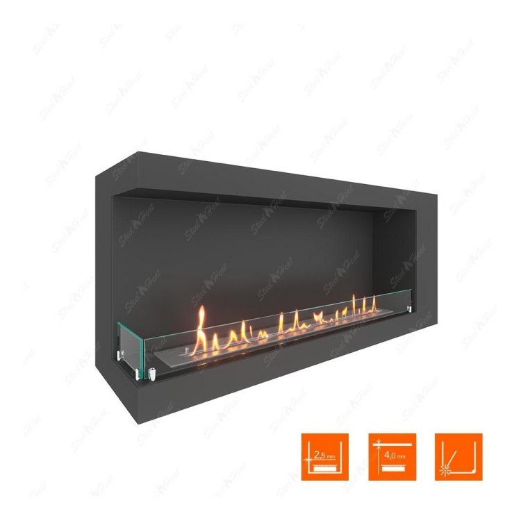 Биокамин угловой SteelHeat LONG 1200 левый (Стекло)