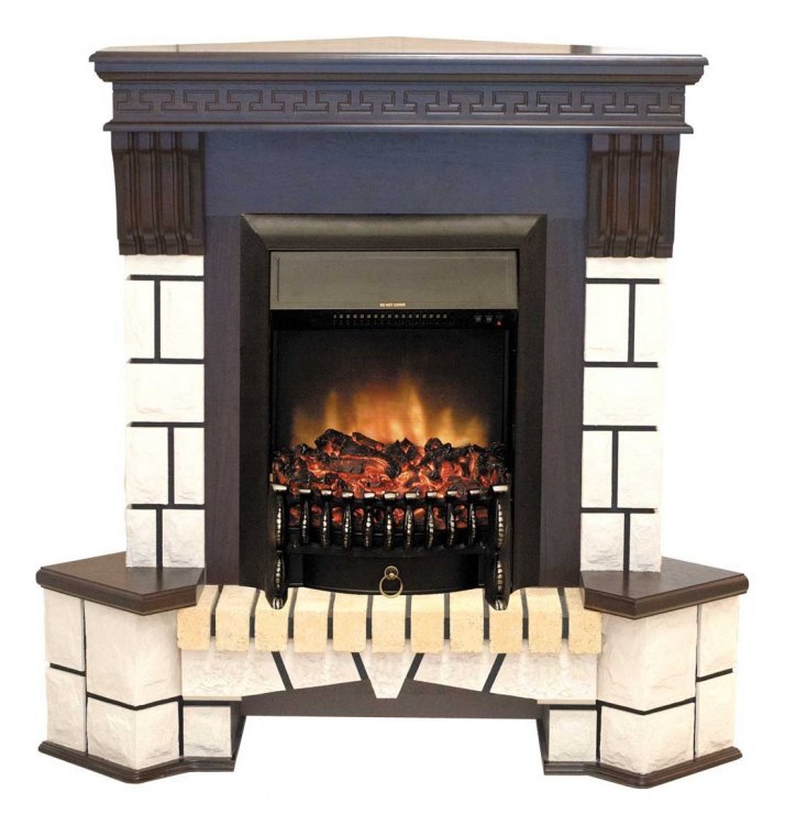 Электрокамин Stone Corner AO с очагом Fobos Lux BL S