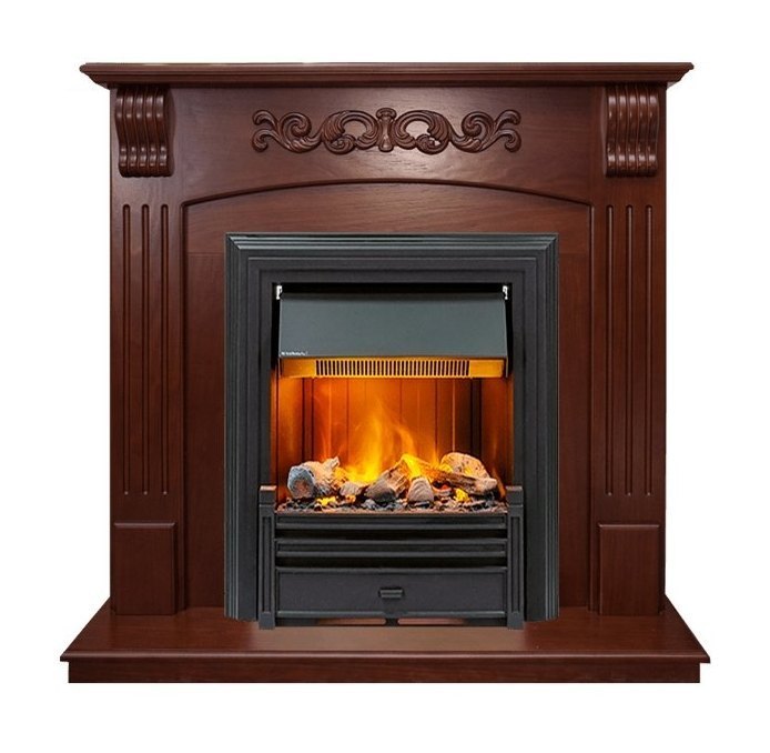 Каминокомплект Sorrento угловой - Орех с очагом Brookline Black