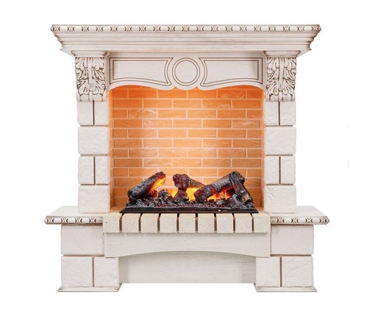 Каминокомплект Pierre Luxe - Слоновая кость / Шампань (Высота 1035мм) с очагом Cassette 600 NH