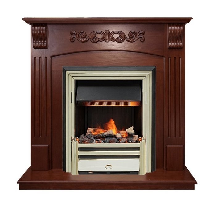 Каминокомплект Sorrento угловой - Орех с очагом Cavendish