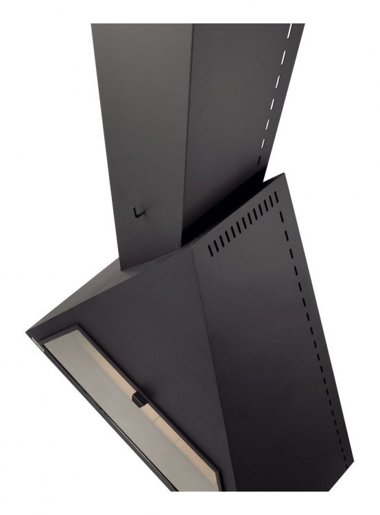 Камин BILBAO FRONTAL, со стеклом, труба слева, чёрный (Traforart)