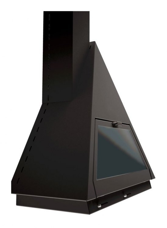 Камин BILBAO FRONTAL, со стеклом, труба слева, чёрный (Traforart)