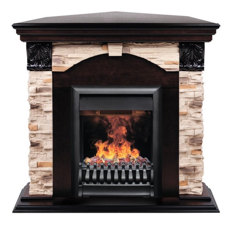 Электрокамин Dublin ROCK Corner c очагом 3D Oregan