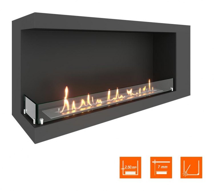 Биокамин угловой SteelHeat LONG 1100 левый (Стекло)