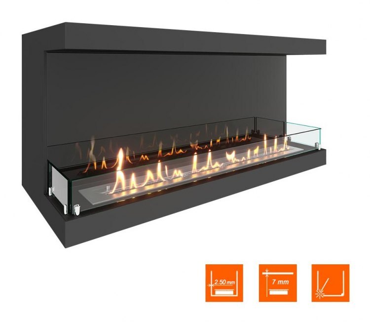 Биокамин фронтальный SteelHeat LONG 1100 (Стекло + Стемалит)