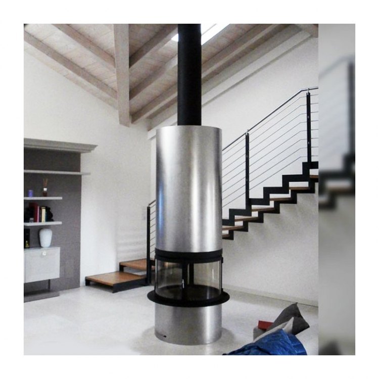 Камин DIAMANTE CENTRAL INOX, со стеклом (Traforart)