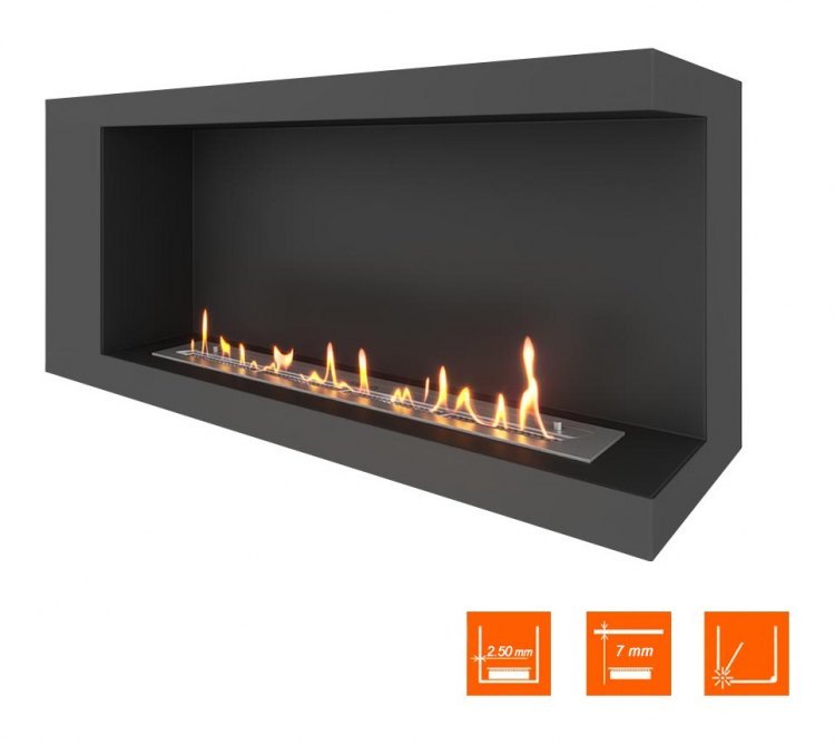 Биокамин угловой SteelHeat LONG 1100 правый (Стандарт)