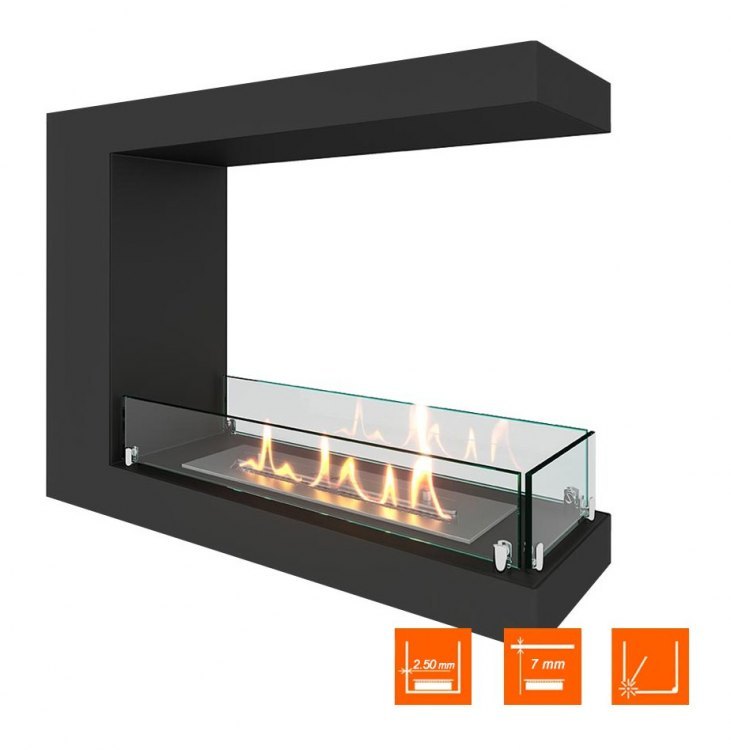 Биокамин торцевой SteelHeat LONG 700 (Стекло)