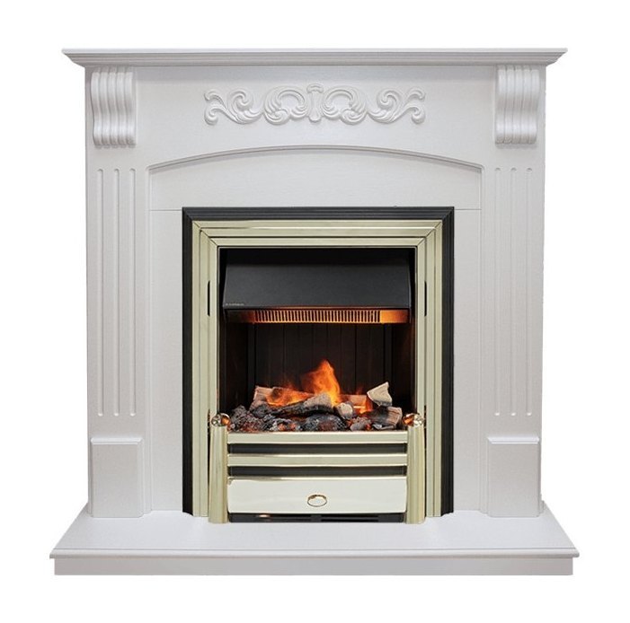 Каминокомплект Sorrento угловой - Белый дуб с очагом Cavendish